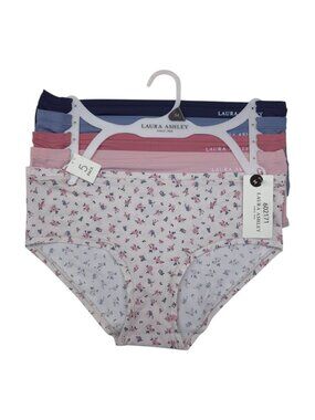 Laura Ashley Soft Nylon Panties Briefs 5 Pack Mid Rise Medium Pink Blue LS3417